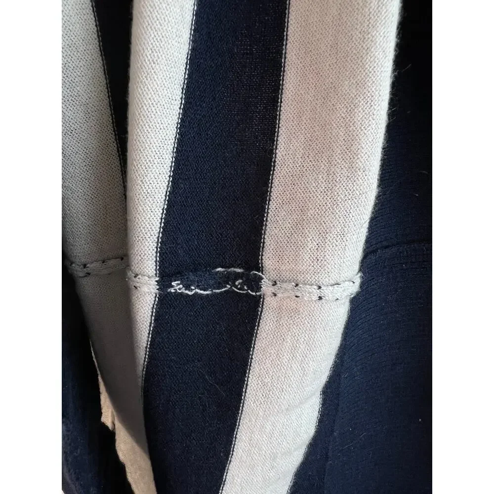 J. Crew Pink Red Blue Cotton Wool Scallop Trimmed Striped Pullover Sweater Sz S